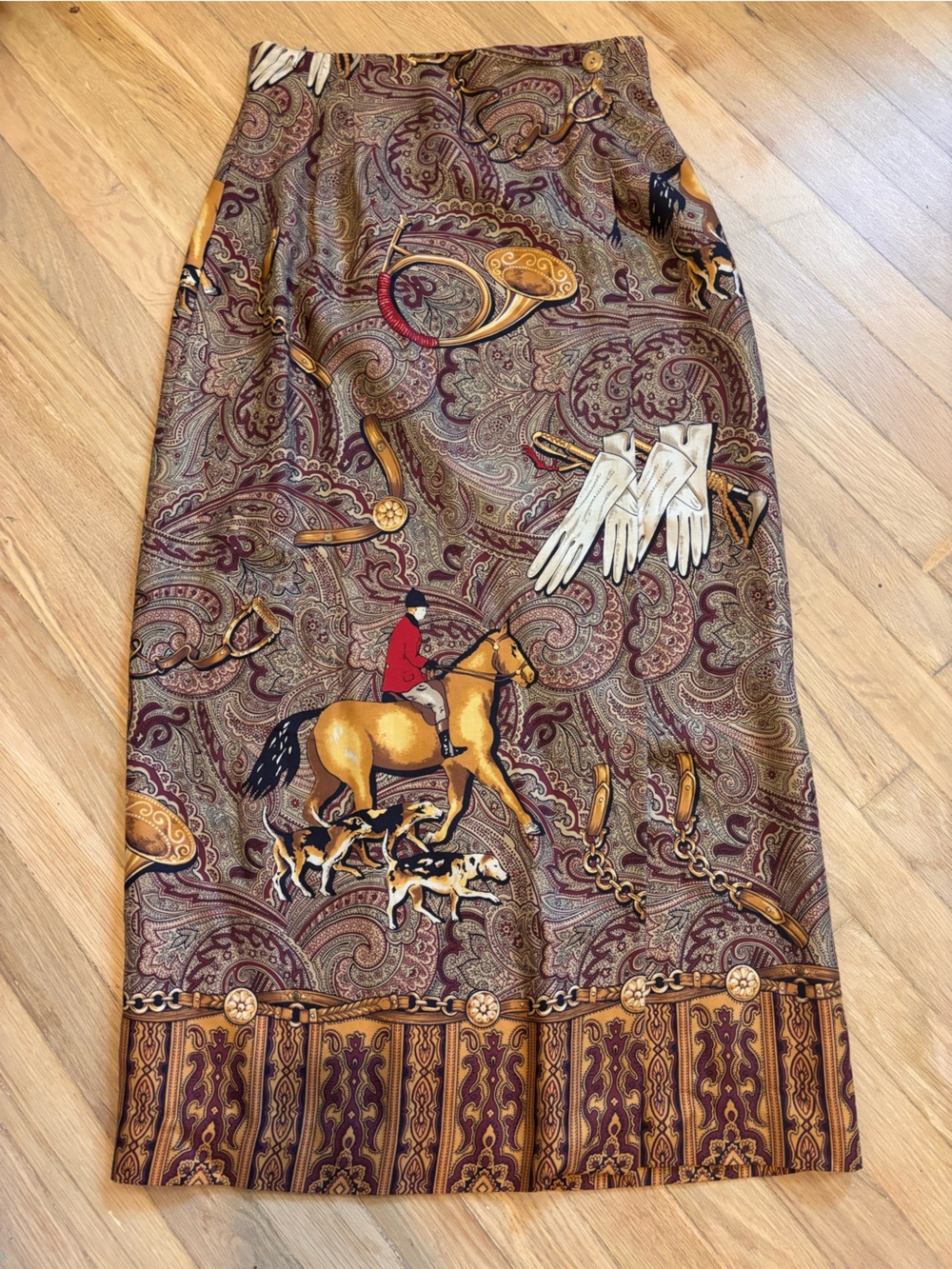 Bentley Arbuckle Vintage Equestrian Theme Button Wrap Skirt 28” Waist
